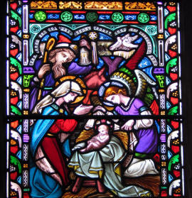 Nativity scene in stained glass Donny Minster