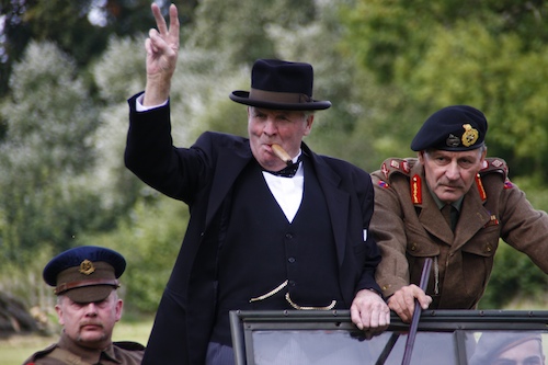 world war 2 image with winston churchill and montgomery in a land rover