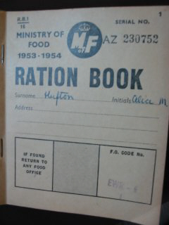 Ministry of Food RATION BOOK 1953-1954