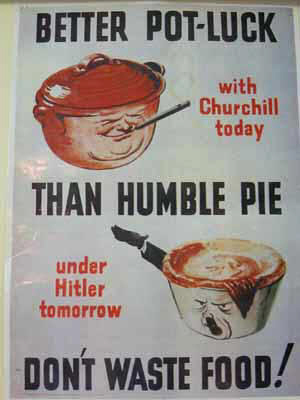 wartinme poster 2 cook pots one with churchills face on and other is hitler